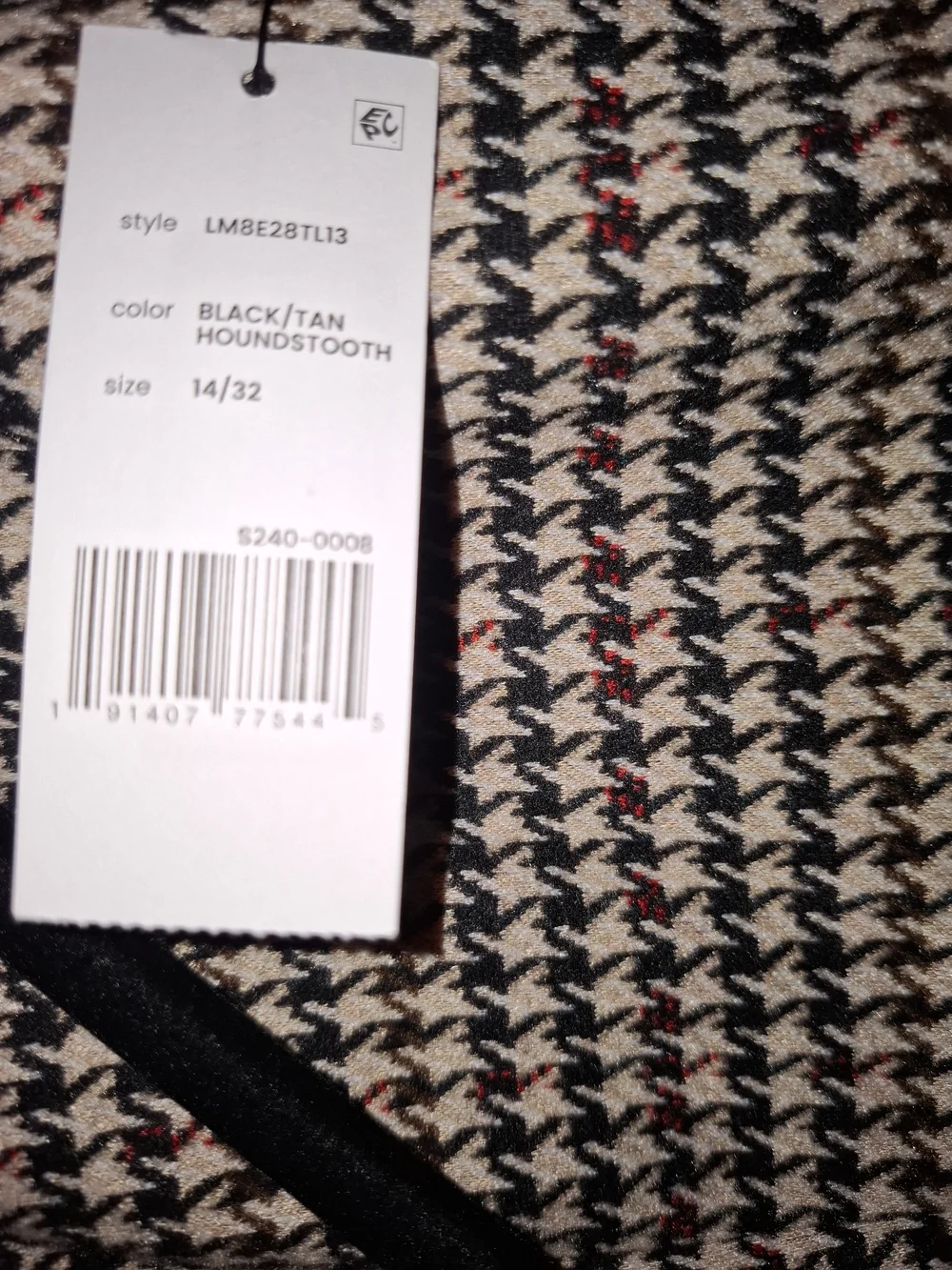 Liverpool Los Angeles Women’s 14 Black/Tan Houndstooth Shift Dress Round Zip